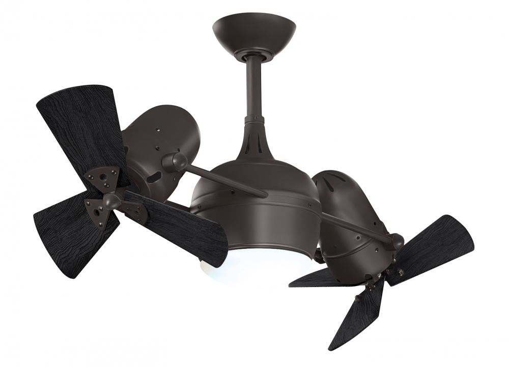 Dagny 360° double-headed rotational ceiling fan with light kit in Textured Bronze finish with sol